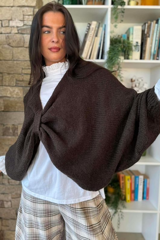 Big Softie Batwing Or Butterfly Knit Chocolate /17=